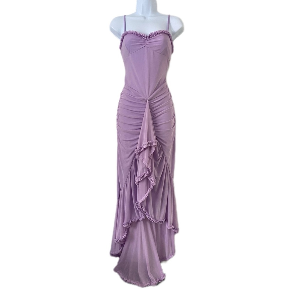 Lavender Ruffled Spaghetti-Strap Summer Maxi-Dress Fairycore Wedding Whimsical